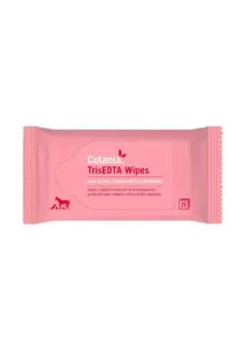 Cutania TrisEDTA Wipes son toallitas dermatológicas con acción alcalinizante para la salud de la piel de Perros, Gatos, Exóticos y Equinos.