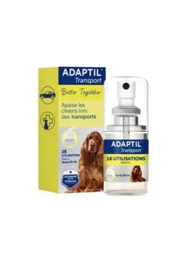 Adaptil Transport Spray Perros es una solución conveniente para ayudar a los perros a sentirse cómodos mientras viajan o visitan al veterinario.