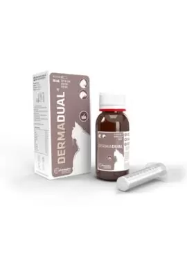 Dermadual Gel Oral Gatos es un complemento alimenticio en forma de gel, con malta, para gatos.