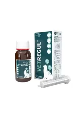 Vetregul 50ml es una fórmula con nutrientes que ayudan al sistema digestivo en desequilibrios ocasionales o prolongados en gatos, perros, hurones y roedores.