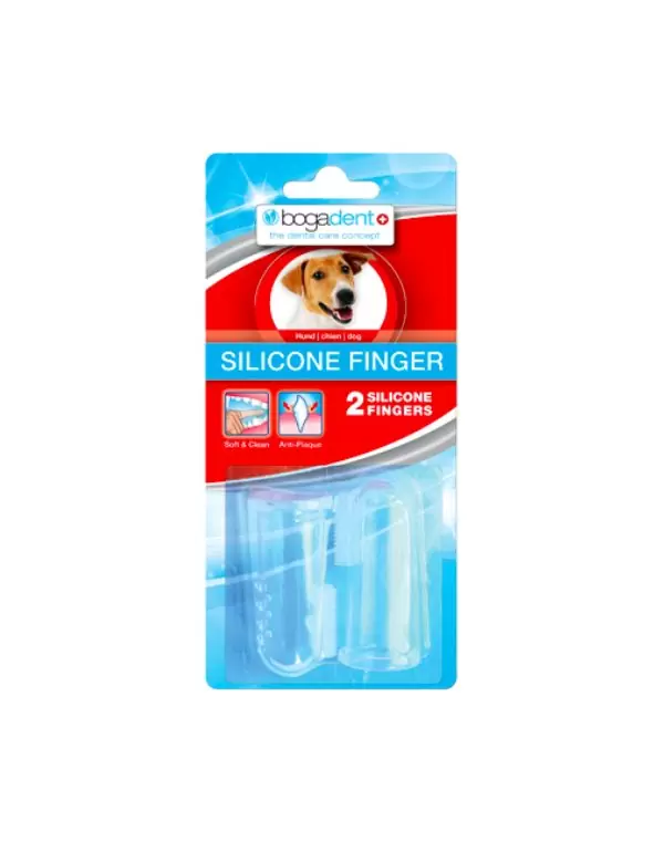 Bogadente Cepillo de Dedo Silicona Perro con un diseño innovador que permite una suave eliminación de la placa bacteriana indicada para perros.