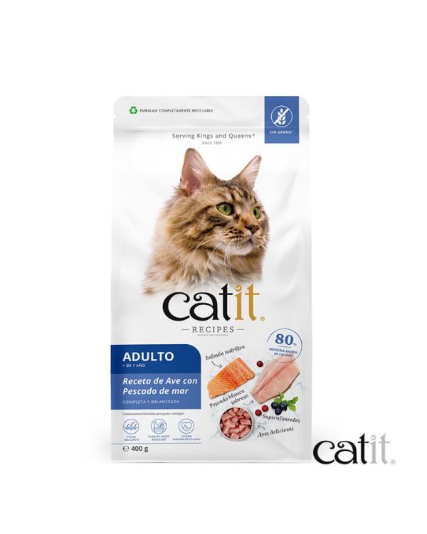Receita Catit Aves con Pescado Gatos Adultos es la receta de dieta diaria ideal para un gato adulto.